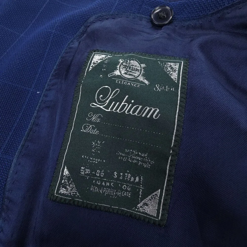 NEW Lubiam 100% Wool Blazer Sport Coat Navy Windowpane Old Money Quiet Luxury
